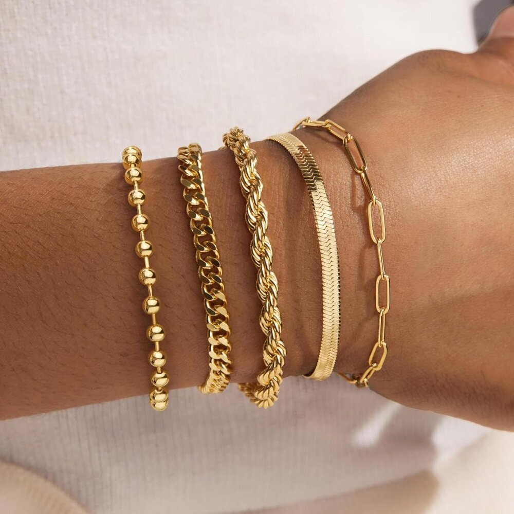Gold Bracelets for Women,Dainty Bracelets Set for Women Trendy, Gold Bracelets S - Picture 2 of 9